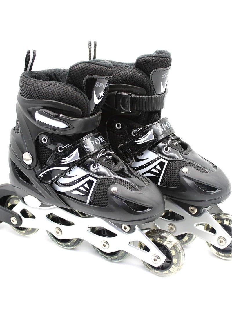 Kids Roller Skate Shoes Single/Double Wheels Retractable Skateboarding Rollerblades Outdoor for Boys and Girls Pulley Shoes