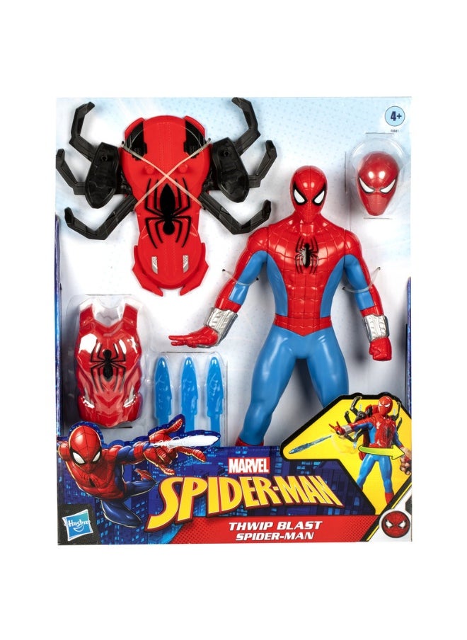 Marvel Spider-Man Thwip Blast Spider-Man Action Figure with Accessories, 11-Inch-Scale Super Hero Toys for Kids Ages 4 and Up