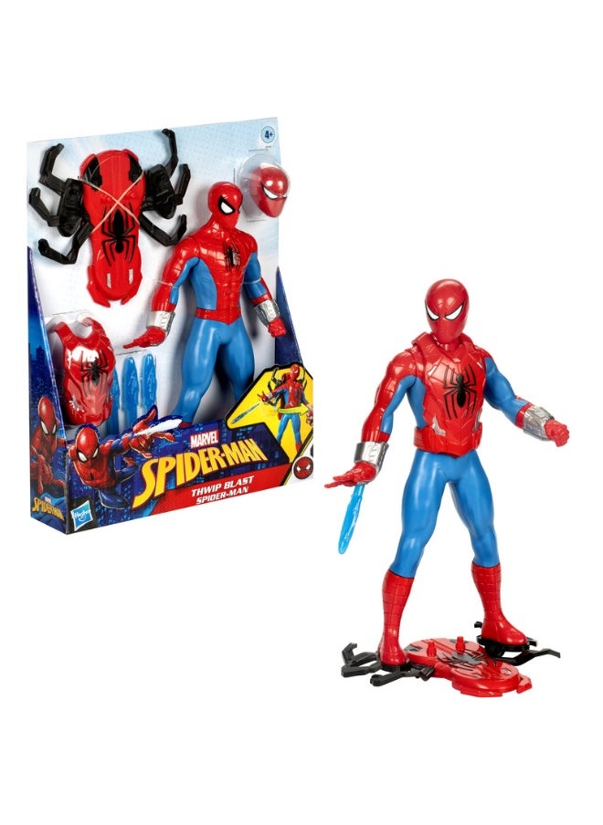 Marvel Spider-Man Thwip Blast Spider-Man Action Figure with Accessories, 11-Inch-Scale Super Hero Toys for Kids Ages 4 and Up