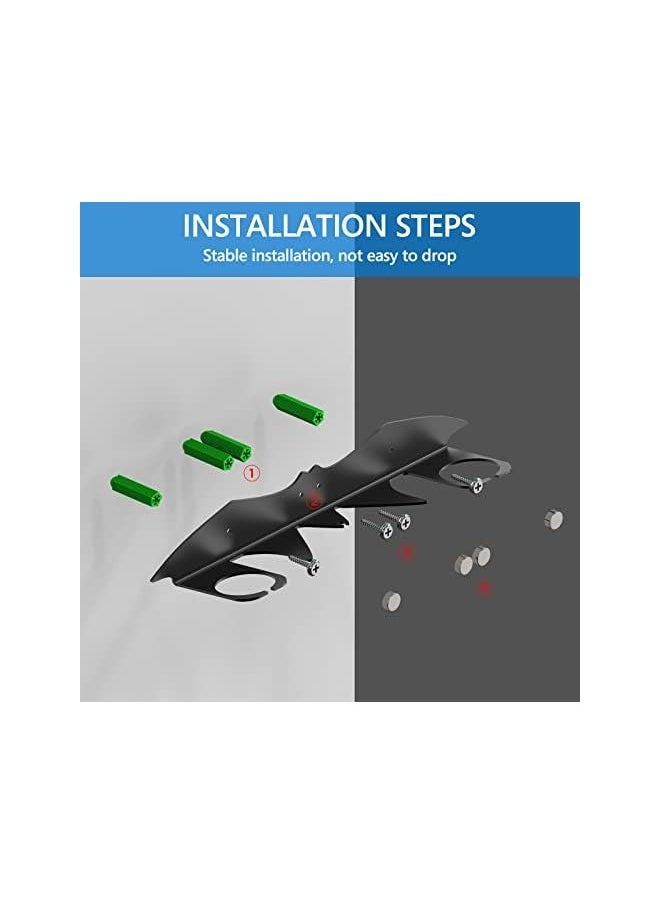 VR Wall Mount Stand Compatible with Meta Quest 3, Quest Pro, Quest 2, Rift S, Valve Index, HTC Vive, HP Reverb G2, Game Accessories Storage Stand Hook Holder (Black)