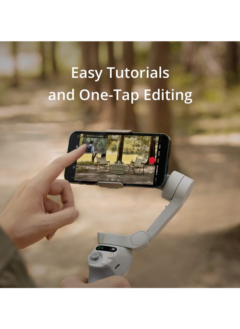 OSMO Mobile SE Intelligent Gimbal, 3-Axis Phone Gimbal, Android And iPhone Gimbal, Vlogging Stabilizer YouTube And TikTok Videos, UAE Version With Official Warranty Support-DJI-ZM500SE Grey