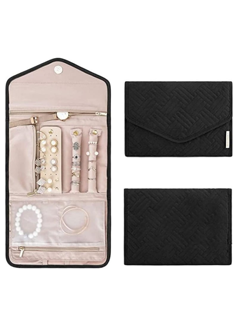 Travel Jewelry Organizer Foldable Lightweight Jewelry Storage Case with Zipper Portable Large Capacity
