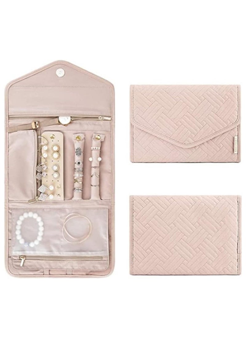 Travel Jewelry Organizer Foldable Lightweight Jewelry Storage Case with Zipper Portable Large Capacity