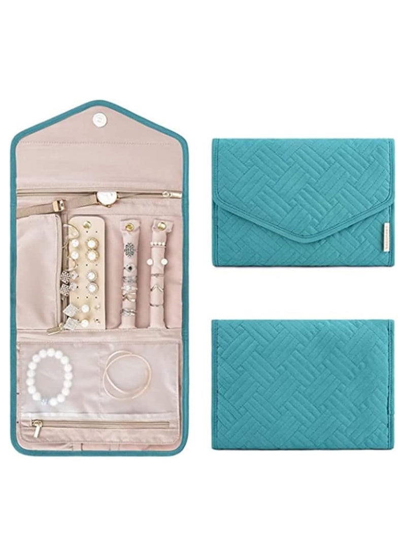 Travel Jewelry Organizer Foldable Lightweight Jewelry Storage Case with Zipper Portable Large Capacity