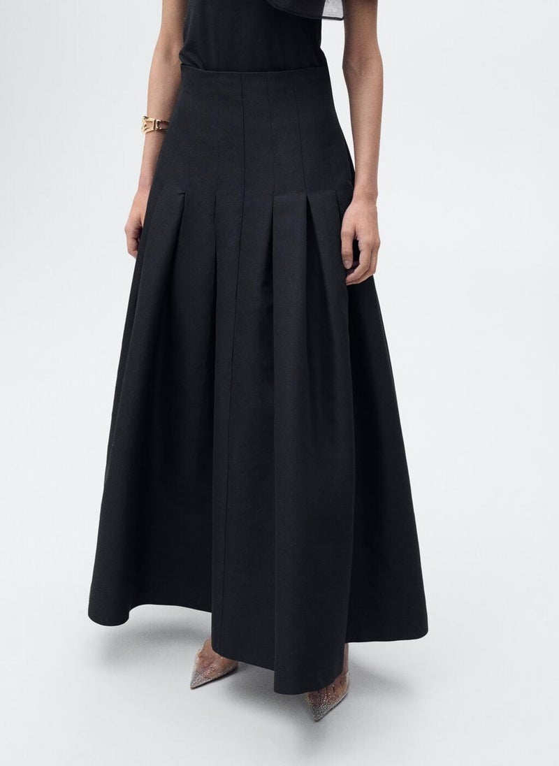 Flared Pleated Detail Skirt