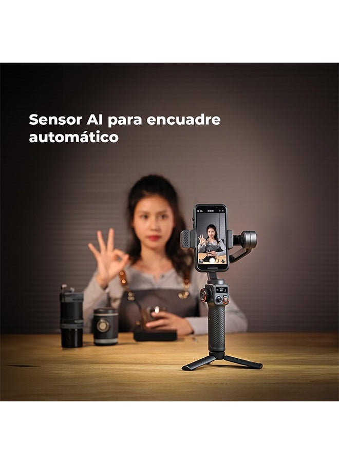 hohem iSteady M6 Kit Gimbal Stabilizer for Smartphone, 3-Axis Phone Gimbal with AI Tracking, Magnetic Fill Light, 18H Long Lasting Battery Stabilizer for iPhone & Android, Ideal for Video Recording