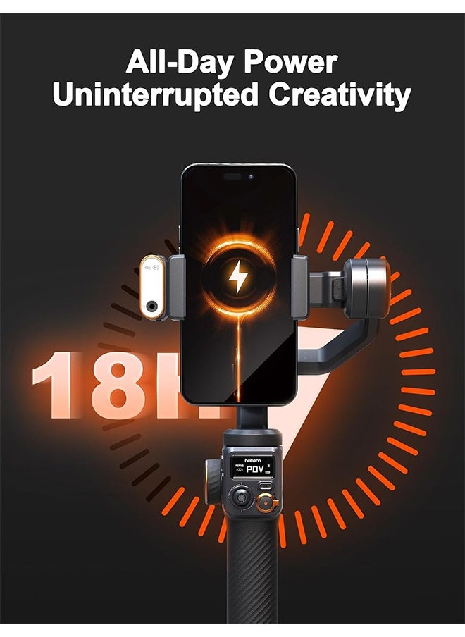 hohem iSteady M6 Kit Gimbal Stabilizer for Smartphone, 3-Axis Phone Gimbal with AI Tracking, Magnetic Fill Light, 18H Long Lasting Battery Stabilizer for iPhone & Android, Ideal for Video Recording