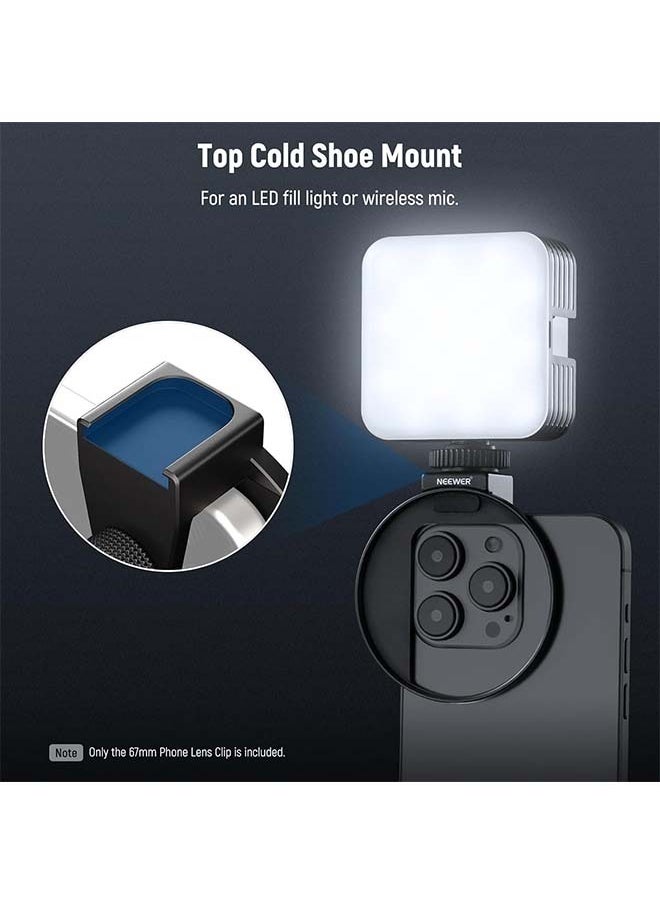 NEEWER Upgraded 67mm Phone Filter Mount Threaded Lens Filter Clip w/Cold Shoe Mount, Locking Knob, 13mm Opening Compatible with iPhone 16 15 Pro Max Plus 14 13 Samsung Galaxy S22 S23 S24 Ultra, LA006
