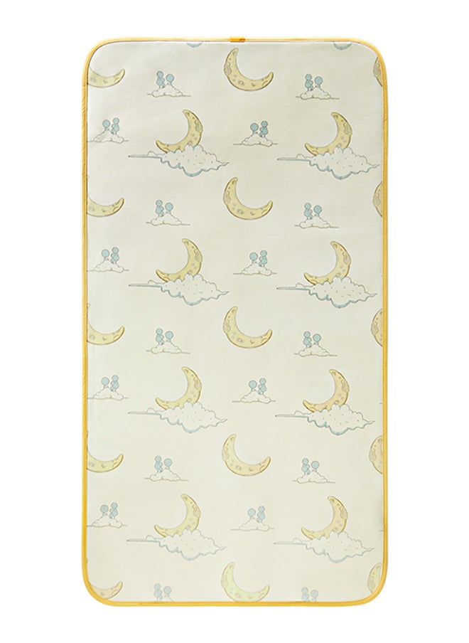 Babycare - Cooling Silk Sleeping & Changing Mat - Moon Design - Yellow | Breathable Baby Mat | Soft Cooling Pad | Baby Nap Mat | Portable Changing Pad | Hypoallergenic | Moisture-Wicking | Skin-Friendly | Kids Safety Certified | Pediatrician Approved