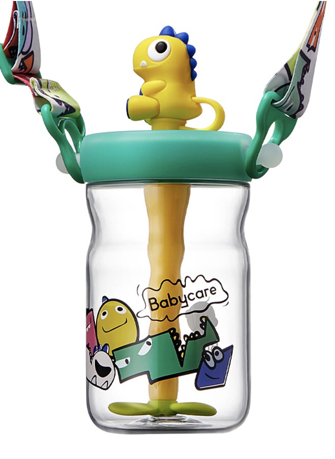 Babycare - T-Rex Toby Sippy Cup, Amber Green, 500 ml, BPA-Free, Leak-Proof, Non-Toxic, Easy Grip Handle, Safe for Toddlers, Spill-Proof Design, Durable, Portable, Ideal for Baby Feeding