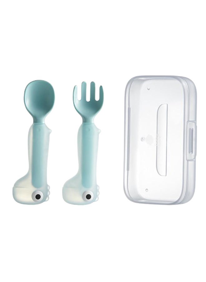 Babycare - Fork & Spoon Set with Own Box Blue  – BPA-Free, Easy-to-Store Utensils for Babies and Toddlers, Safety Approved