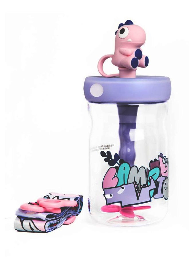 Babycare - T-Rex Toby Sippy Cup, Purple, 500 ml, BPA-Free, Leak-Proof, Non-Toxic, Easy Grip Handle, Safe for Toddlers, Spill-Proof Design, Durable, Portable, Ideal for Baby Feeding
