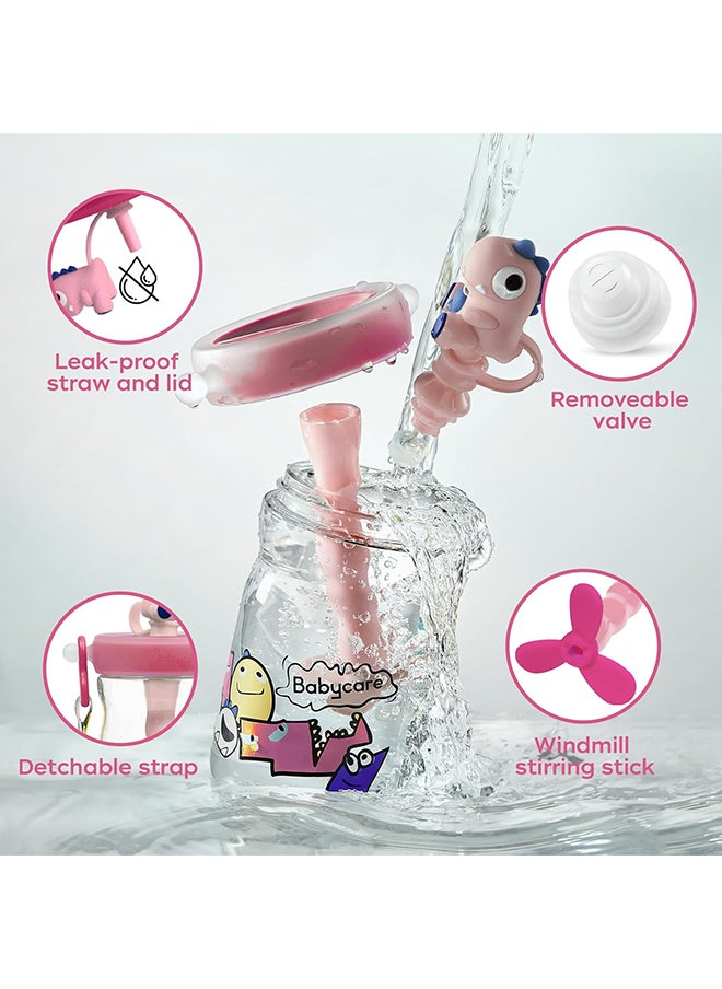 Babycare - T-Rex Toby Sippy Cup, Pink, 500 ml, BPA-Free, Leak-Proof, Non-Toxic, Easy Grip Handle, Safe for Toddlers, Spill-Proof Design, Durable, Portable, Ideal for Baby Feeding
