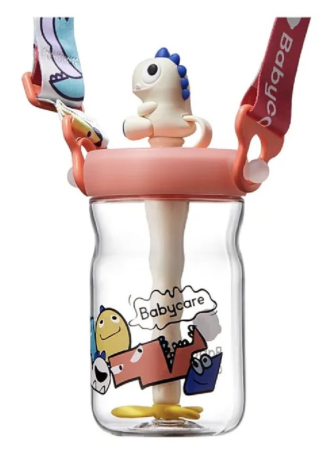 Babycare - T-Rex Toby Sippy Cup, Peach, 500 ml, BPA-Free, Leak-Proof, Non-Toxic, Easy Grip Handle, Safe for Toddlers, Spill-Proof Design, Durable, Portable, Ideal for Baby Feeding