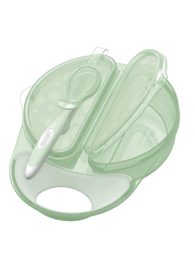 Dr. Brown's Travel Fresh Bowl with Snap-in Spoon - BPA Free, 4M , Teal, 17.7x5.0x26.6 cm, Gently Grabs Every Bite