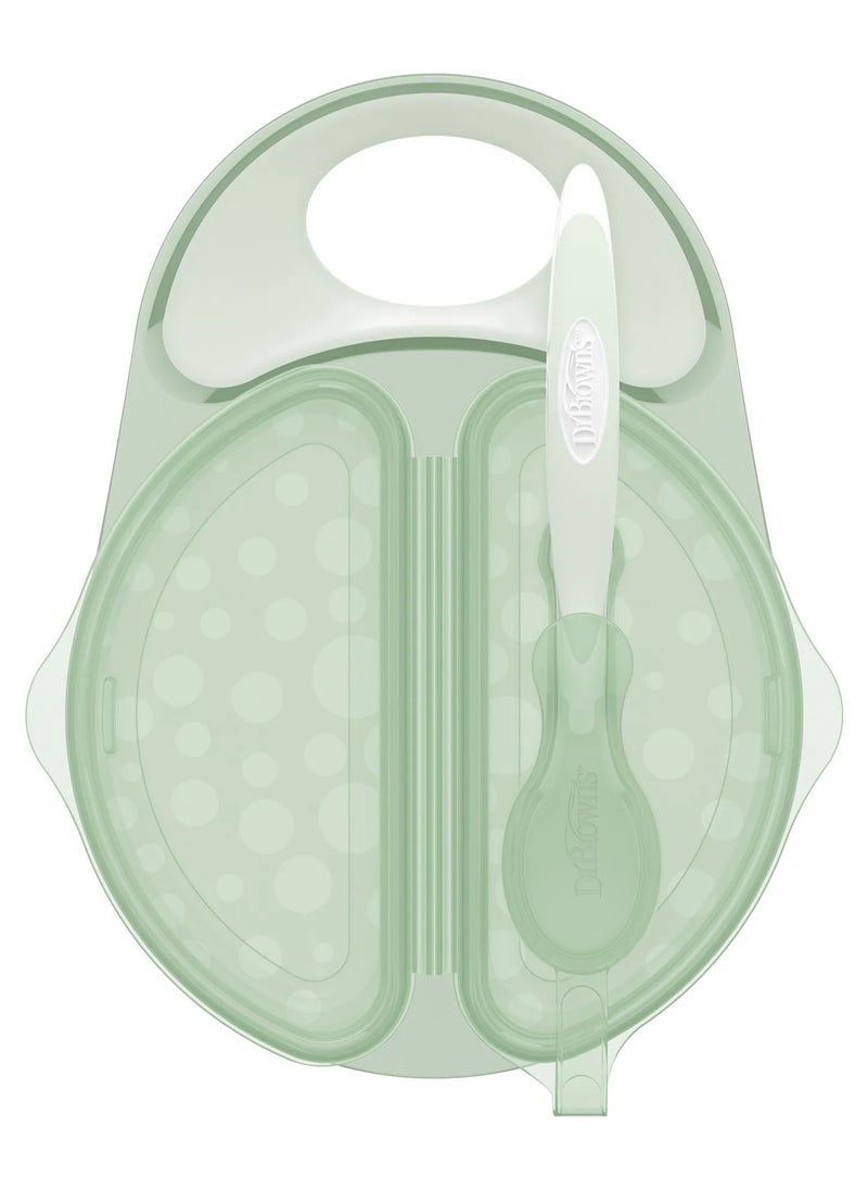Dr. Brown's Travel Fresh Bowl with Snap-in Spoon - BPA Free, 4M , Teal, 17.7x5.0x26.6 cm, Gently Grabs Every Bite