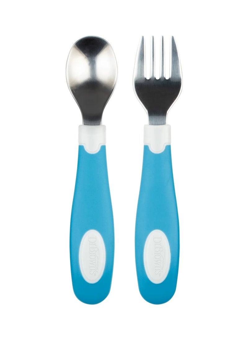Dr. Brown's Soft Grip Spoon & Fork Set, Safety Edges, Textured Grip, BPA-Free, 12M+