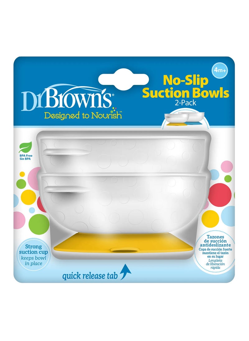 Dr. Brown's No-Slip Suction Bowl for Babies, Easy Clean, Stackable, BPA Free - 4M+, 15.2x5.08x15.2cm, 2-Pack