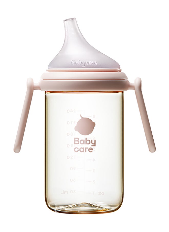 Babycare - Nopayon Pro Anti-Colic Feeding Bottle with Handles – Pink – 240ml for Babies 6 Months+ – BPA-Free, BPI Certified, Easy-Grip Handles, Soft Silicone Nipple, Wide Neck, Leak-Proof, Ergonomic Design, Easy to Clean, Baby Milk Bottle, Heat-Resistant, Safe Material, Breastfed Baby Friendly, Transition Bottle