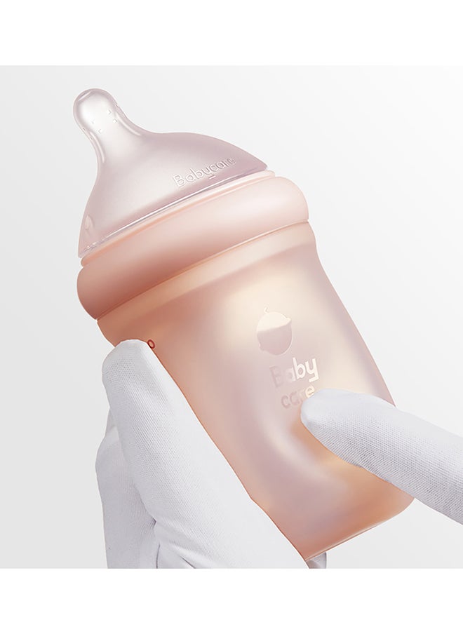 Babycare - Nopayon Pro Bottle, Pink, 240 ml, BPA-Free, Anti-Colic Design, Non-Toxic, Leak-Proof, Soft Silicone Nipple, Easy to Clean, Safe for Babies, Ideal for Feeding Transition
