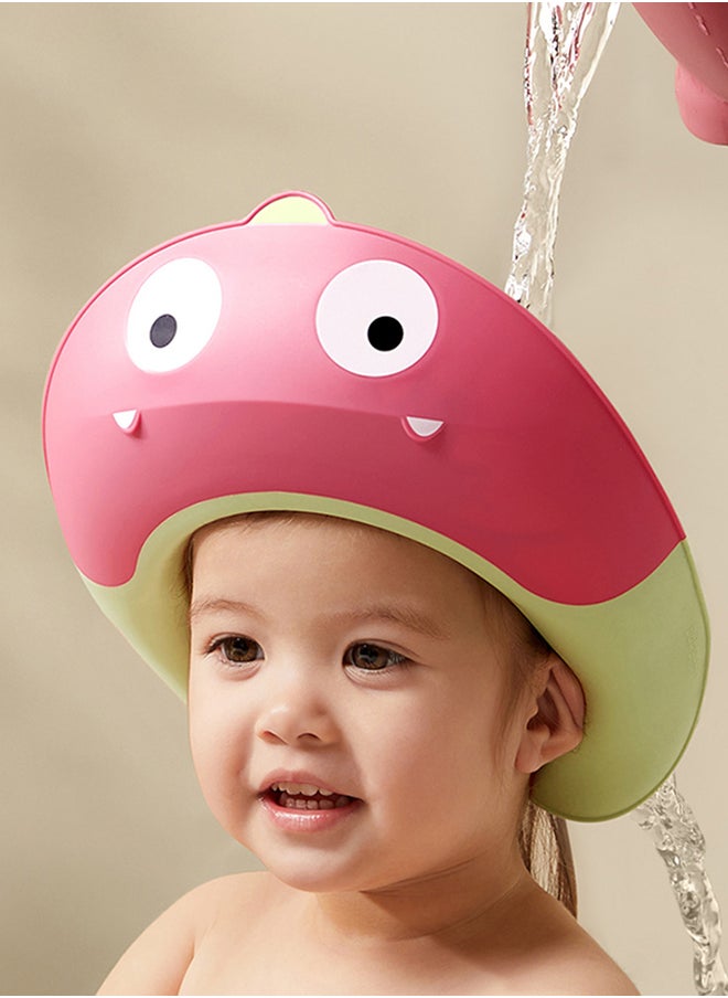 Babycare - Shower Cap, Powder Red, BPA-Free, Soft Silicone, Baby Bath Cap, Waterproof, Adjustable Size, Non-Toxic, Comfortable Fit, Protects Baby’s Eyes, Ideal for Infants and Toddlers