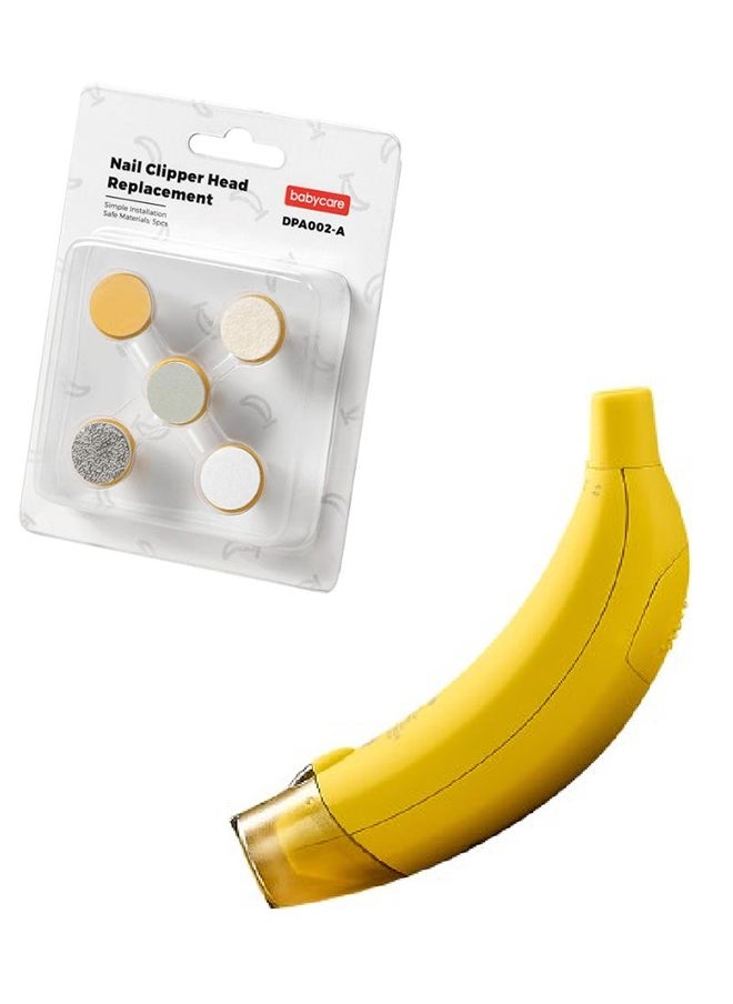 Babycare - Battery Operated Banana Electric Nail Clipper, Yellow, BPA-Free, Non-Toxic, Safe for Babies, Quiet Operation, Gentle on Nails, Easy to Use, Portable, Ergonomic Design, Ideal for Baby Grooming