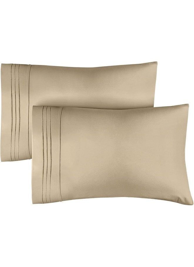 King Pillow Cases Set of 2 - Ultra Soft Hotel Quality Pillowcase Covers - Luxury Comfy Cozy Bedding for Women, Men, Kids & Teens - Machine Washable Pillow Protectors - 2 Pieces Set - King Size Cream