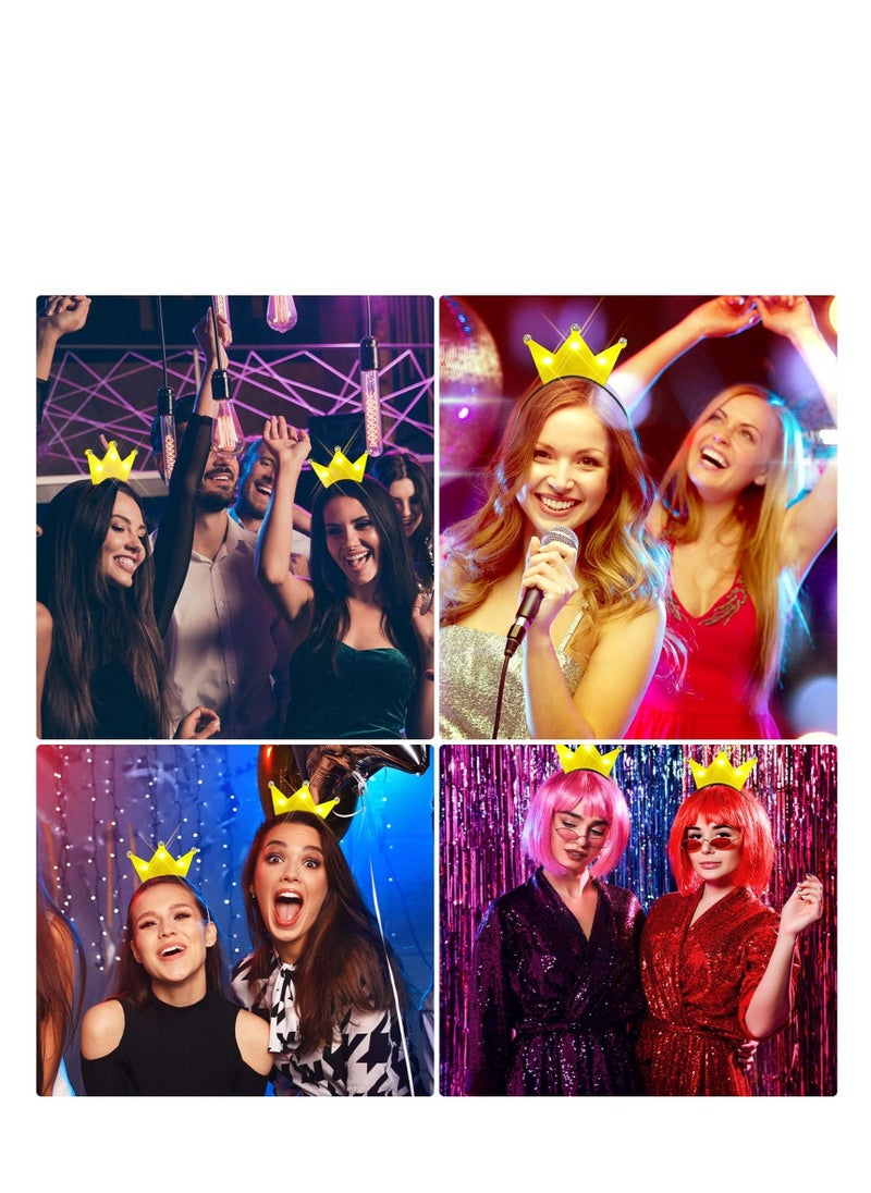 Light up Led Crown, 24 Pcs Yellow Princess Tiara Headband Flashing LED Headband, Crown Headbands For Girls, for Birthday, Festival, Concert, Party Costume Hair Accessories
