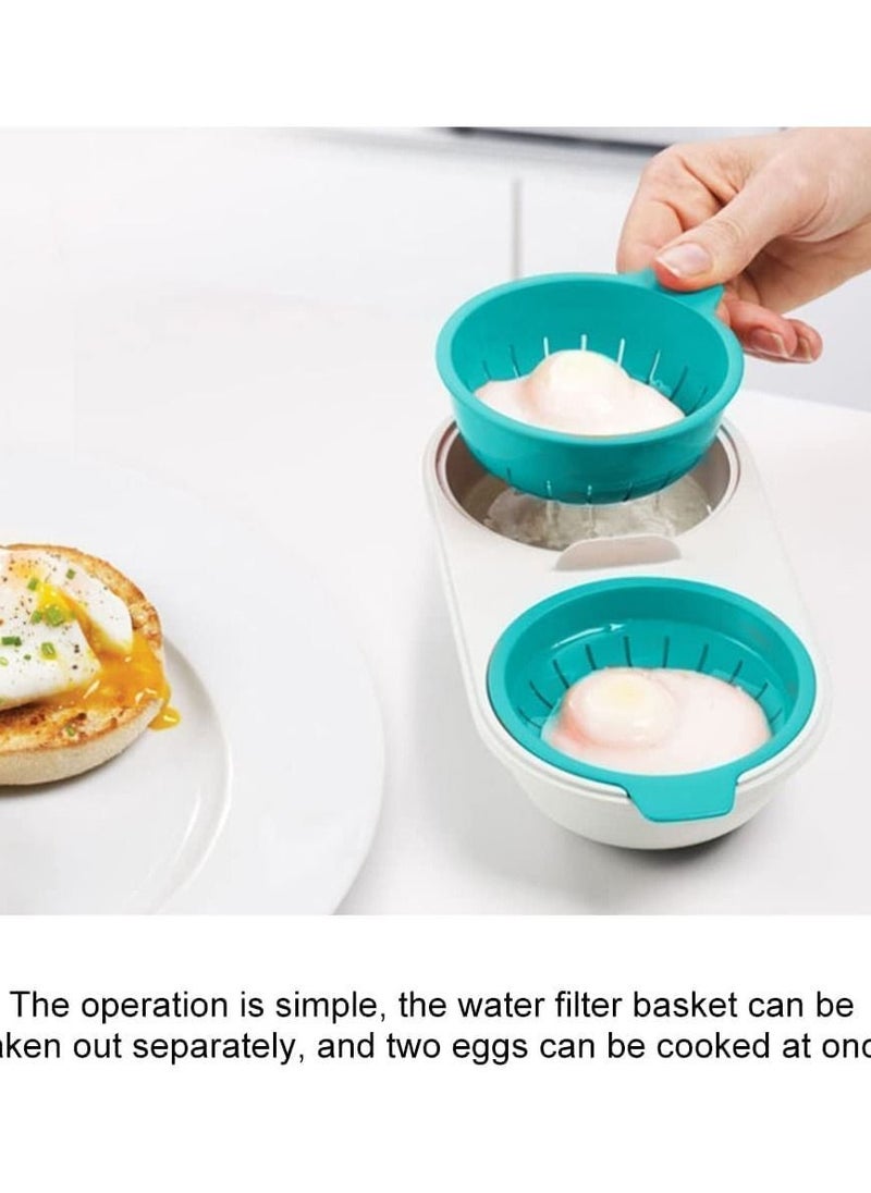 Egg Steamer, Poachers, Poacher Cups, Food Grade Pp Material Safe and Secure Time Saving Labor Saving, Multi-function, For Kitchen Home Ovens Poached Eggs, Blue