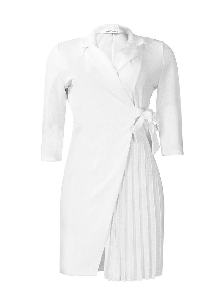 Suit Collar Fashionable And Elegant Pleated Dress