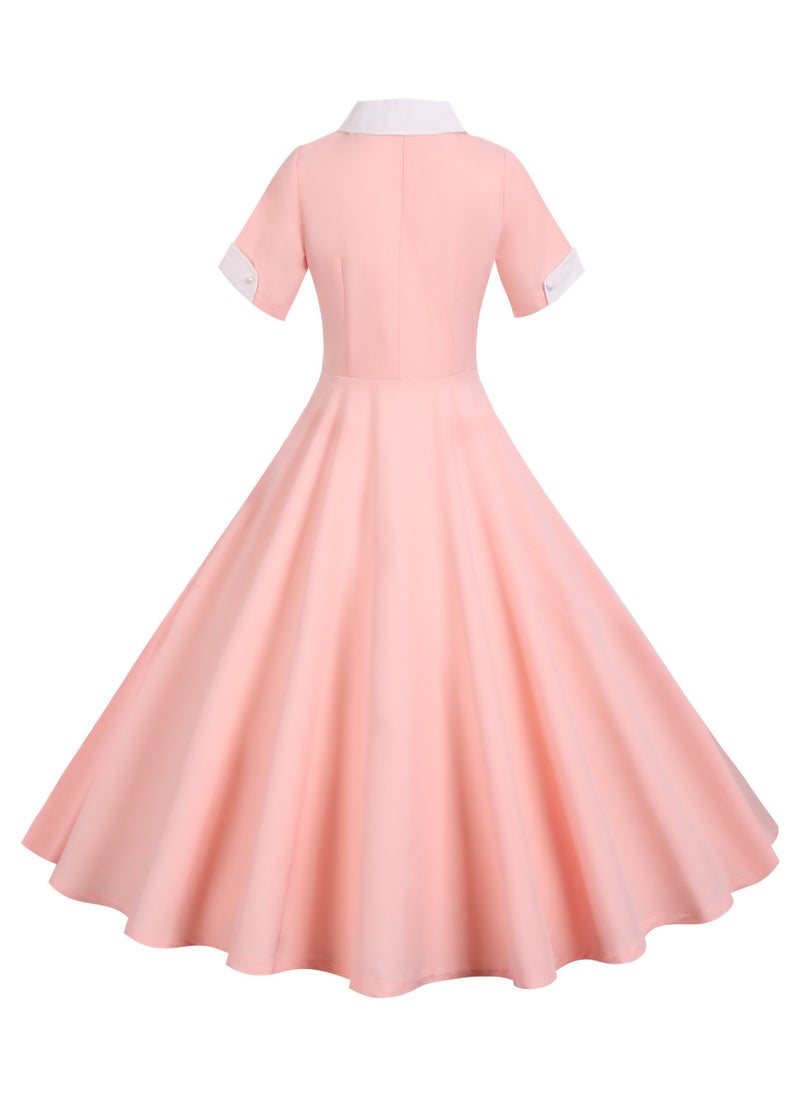 Elegant Temperament Suit Collar Slim Fit Large Swing Dress