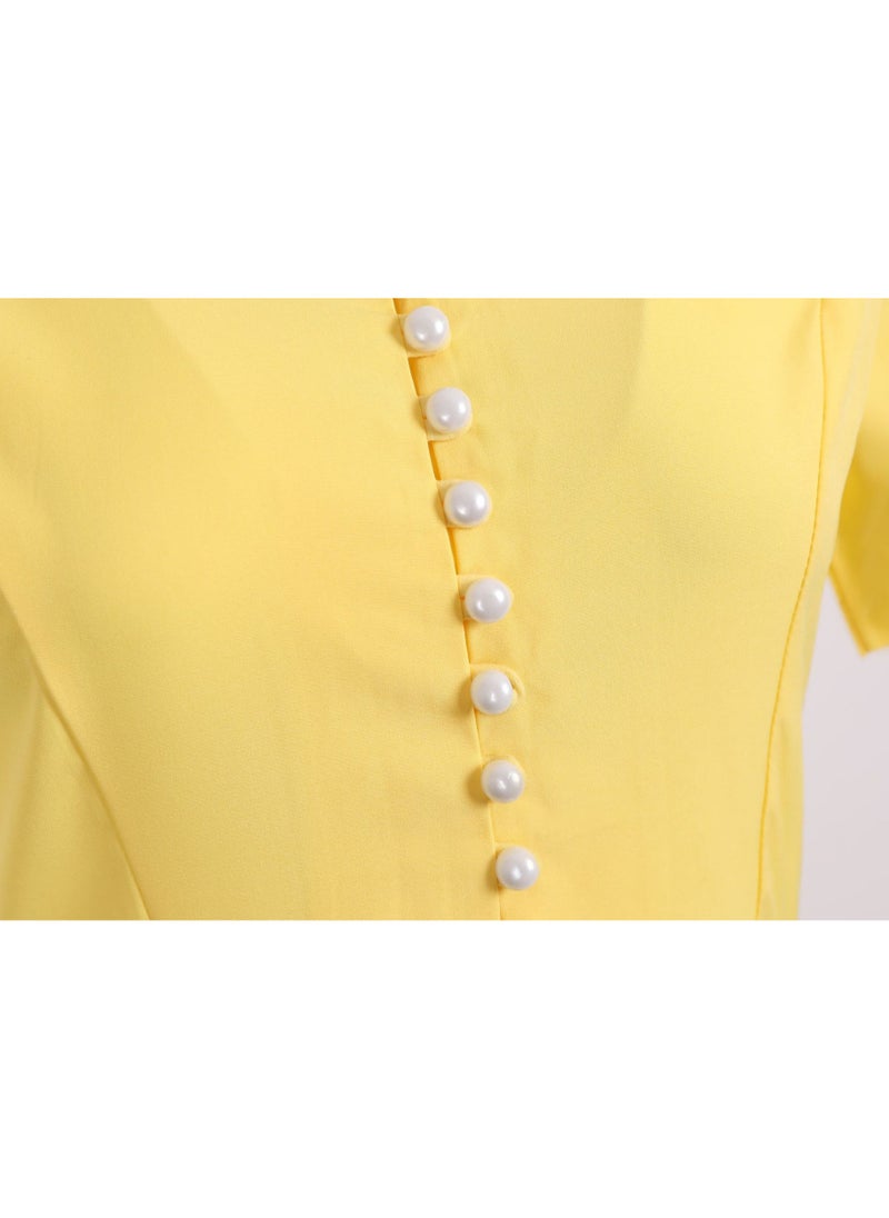 Elegant Temperament Suit Collar Slim Fit Large Swing Dress