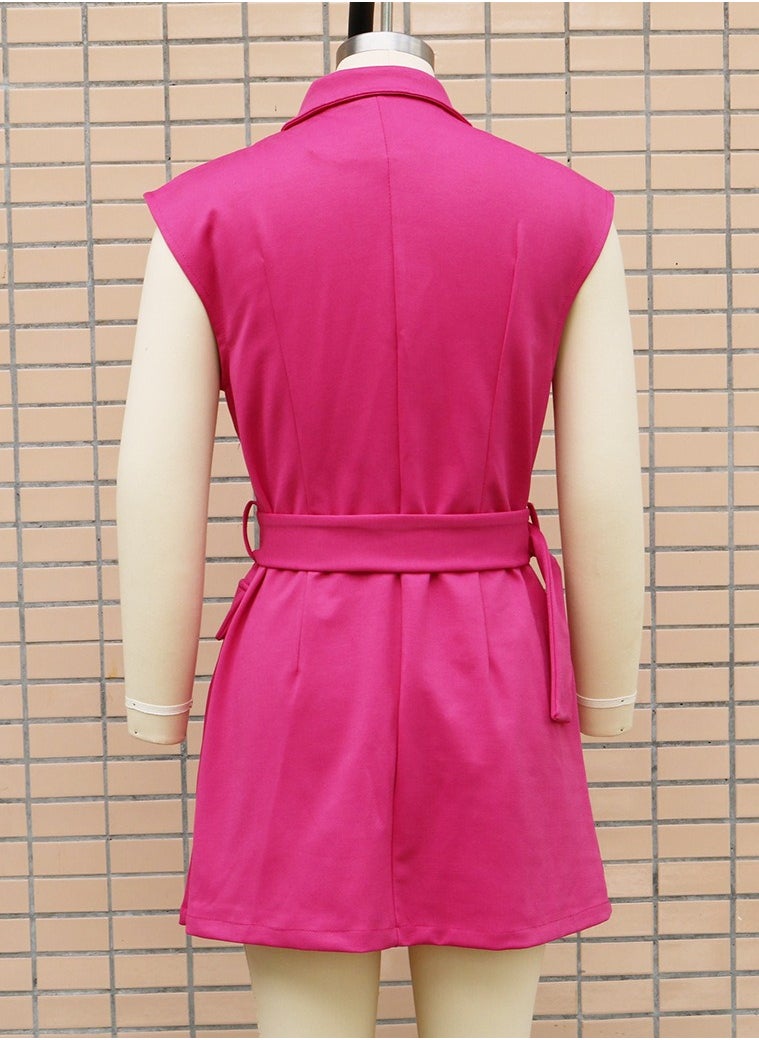 Solid Color Double Breasted Fashionable Suit Dress