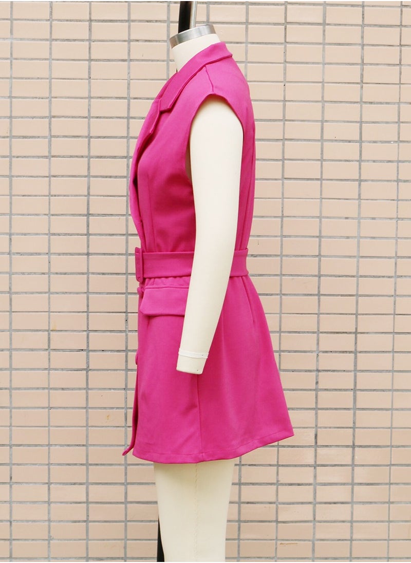 Solid Color Double Breasted Fashionable Suit Dress