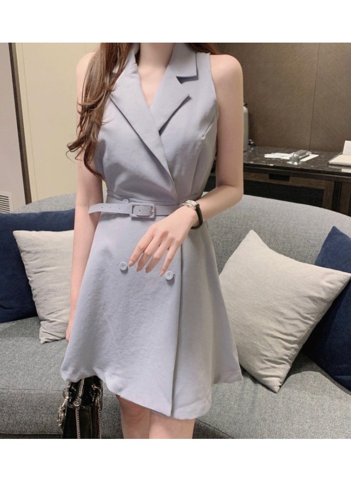 Solid Color Fashionable Suit Dress