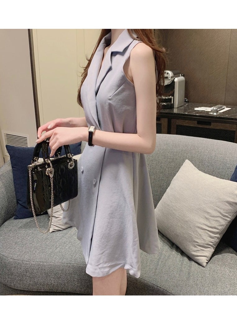 Solid Color Fashionable Suit Dress