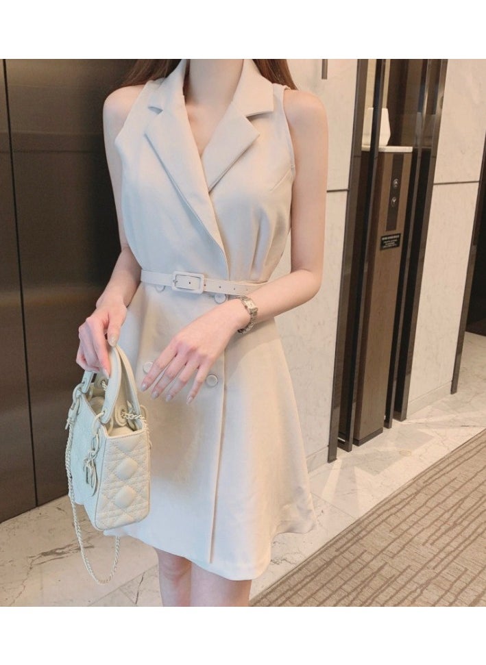 Solid Color Fashionable Suit Dress