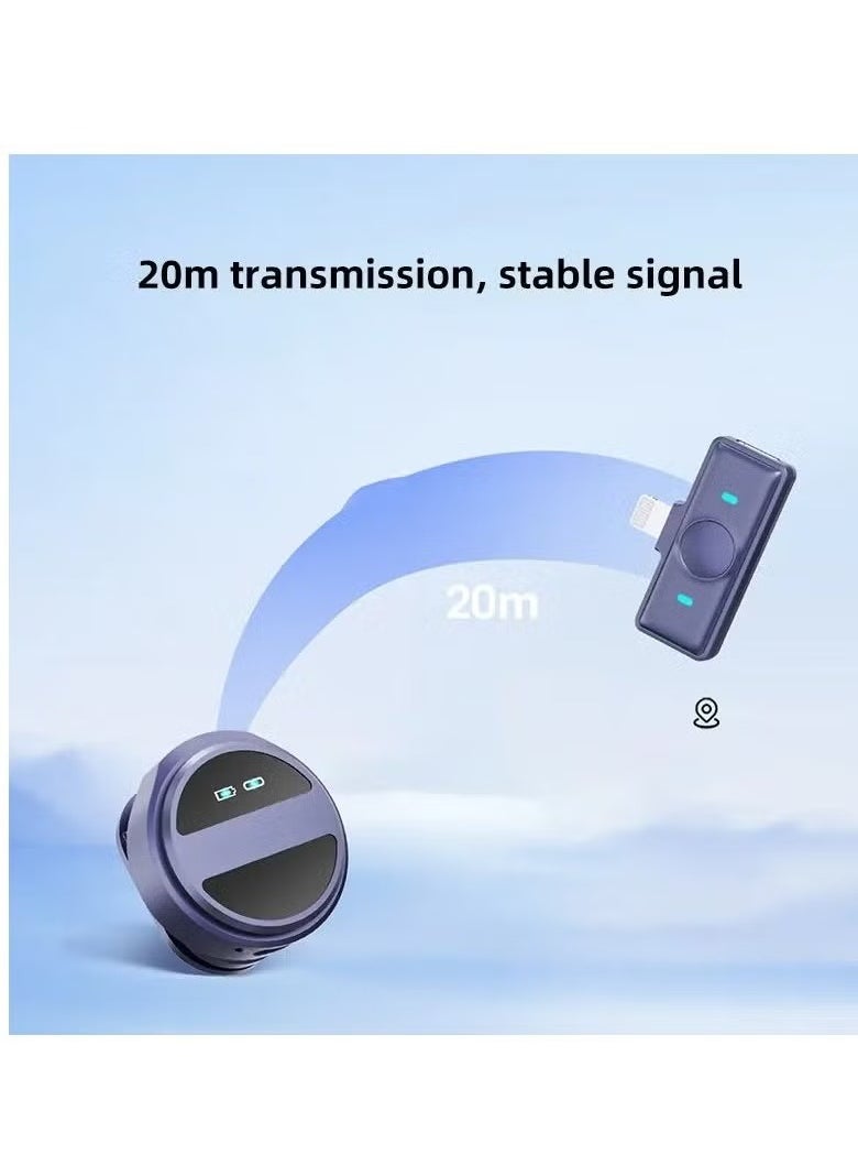 SX21-New 1 Drag 2 Wireless Lavalier Microphone – 2.4GHz Dual Mic System with Noise Reduction, Real-Time Sync, and Clear Audio – Portable Mini Mic for Mobile Phones, Perfect for Vlogging, Interviews, Podcasts & Live Streaming