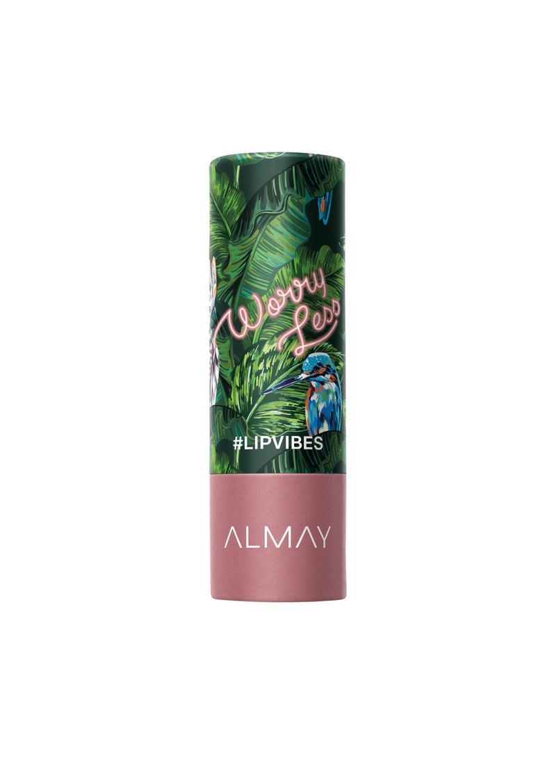 Almay Lip Vibes Lipstick with Vitamin E Oil & Shea Butter, Matte Finish, Hypoallergenic, Worry Less, 0.14 Oz