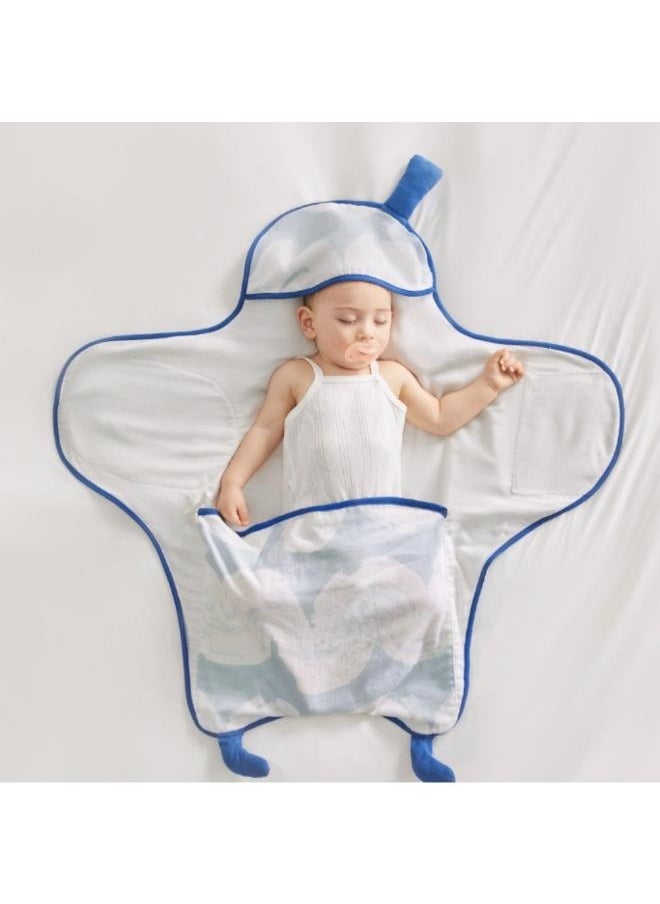 Babycare - Starfish Baby Blanket, Infant Wrap Swaddle, Soft Fleece, Blue – BPA-Free, Hypoallergenic, Breathable, Cozy and Warm, Non-Toxic, Gentle on Baby Skin, Cute Starfish Design, Easy to Wrap, Ideal for Newborns and Infants, Comfortable Sleep, Machine Washable, All-Season Use