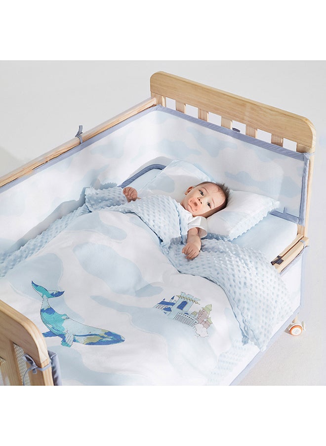 Babycare - Baby Bedding Set, Kesley Whale Blue, 4 Pcs (Quilt Cover 100×120 cm, Quilt Core 100×120 cm, Pillowcase 50×30 cm, Pillow Core 50×30 cm), Soft Cotton, BPA-Free, Non-Toxic, Hypoallergenic, Gentle on Baby Skin, Breathable Fabric, Easy to Wash, Lightweight, Durable, Cozy Sleep Comfort, Safe for Babies, Ideal for Cribs, Stylish Nursery Bedding