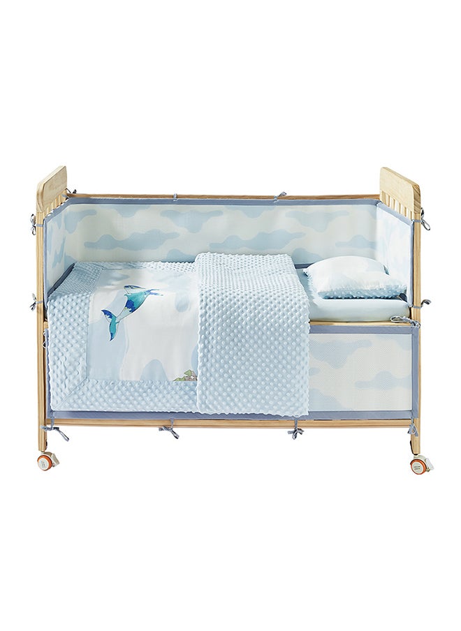 Babycare - Baby Bedding Set, Kesley Whale Blue, 4 Pcs (Quilt Cover 100×120 cm, Quilt Core 100×120 cm, Pillowcase 50×30 cm, Pillow Core 50×30 cm), Soft Cotton, BPA-Free, Non-Toxic, Hypoallergenic, Gentle on Baby Skin, Breathable Fabric, Easy to Wash, Lightweight, Durable, Cozy Sleep Comfort, Safe for Babies, Ideal for Cribs, Stylish Nursery Bedding