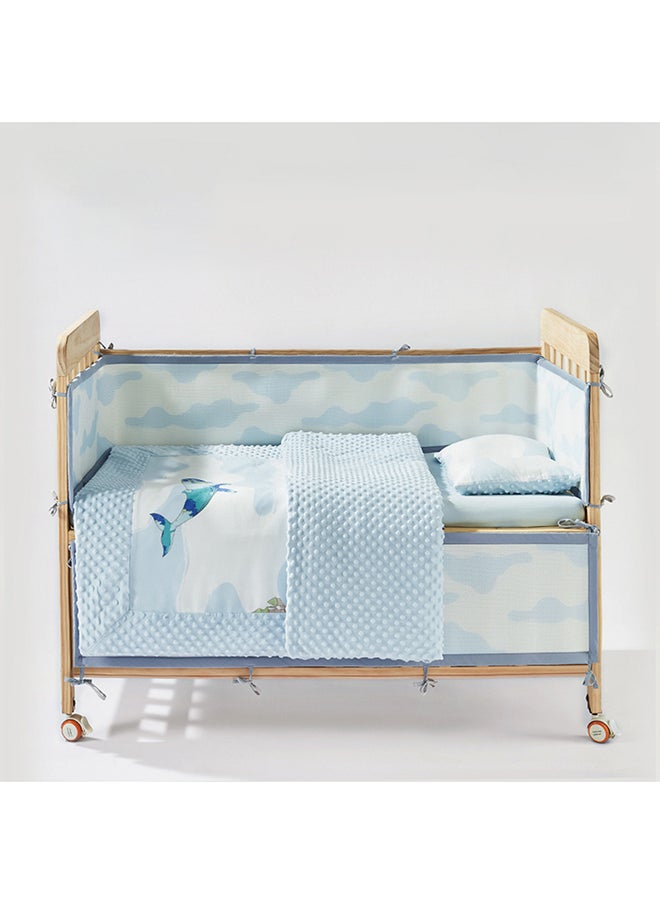 Babycare - Baby Bedding Set, Kesley Whale Blue, 4 Pcs (Quilt Cover 100×120 cm, Quilt Core 100×120 cm, Pillowcase 50×30 cm, Pillow Core 50×30 cm), Soft Cotton, BPA-Free, Non-Toxic, Hypoallergenic, Gentle on Baby Skin, Breathable Fabric, Easy to Wash, Lightweight, Durable, Cozy Sleep Comfort, Safe for Babies, Ideal for Cribs, Stylish Nursery Bedding