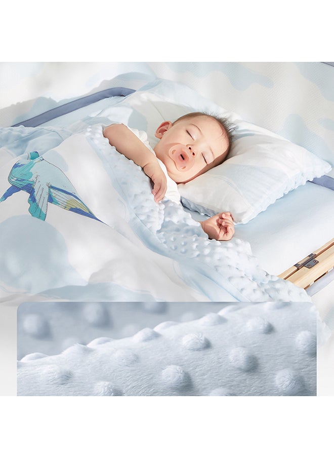 Babycare - Baby Bedding Set, Kesley Whale Blue, 4 Pcs (Quilt Cover 100×120 cm, Quilt Core 100×120 cm, Pillowcase 50×30 cm, Pillow Core 50×30 cm), Soft Cotton, BPA-Free, Non-Toxic, Hypoallergenic, Gentle on Baby Skin, Breathable Fabric, Easy to Wash, Lightweight, Durable, Cozy Sleep Comfort, Safe for Babies, Ideal for Cribs, Stylish Nursery Bedding