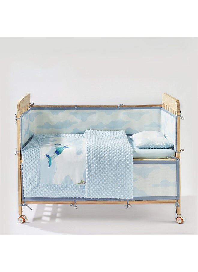Babycare - Baby Bedding Set, Kesley Whale Blue, 3 Pcs (Fitted Sheet 120×65 cm, Long Bed Guard 250×29 cm, Short Bed Guard 120×29 cm), Soft Cotton, BPA-Free, Non-Toxic, Breathable Fabric, Gentle on Baby Skin, Durable, Easy to Wash, Safe for Cribs, Cushioned Protection, Stylish Design, Comfortable Sleep Support, Ideal for Nursery Setup