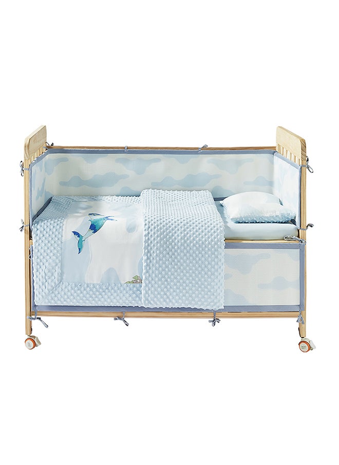 Babycare - Baby Bedding Set, Kesley Whale Blue, 3 Pcs (Fitted Sheet 120×65 cm, Long Bed Guard 250×29 cm, Short Bed Guard 120×29 cm), Soft Cotton, BPA-Free, Non-Toxic, Breathable Fabric, Gentle on Baby Skin, Durable, Easy to Wash, Safe for Cribs, Cushioned Protection, Stylish Design, Comfortable Sleep Support, Ideal for Nursery Setup