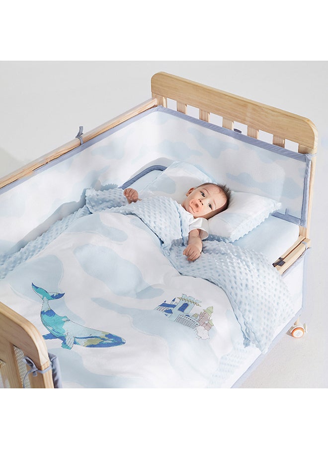 Babycare - Baby Bedding Set, Kesley Whale Blue, 3 Pcs (Fitted Sheet 120×65 cm, Long Bed Guard 250×29 cm, Short Bed Guard 120×29 cm), Soft Cotton, BPA-Free, Non-Toxic, Breathable Fabric, Gentle on Baby Skin, Durable, Easy to Wash, Safe for Cribs, Cushioned Protection, Stylish Design, Comfortable Sleep Support, Ideal for Nursery Setup