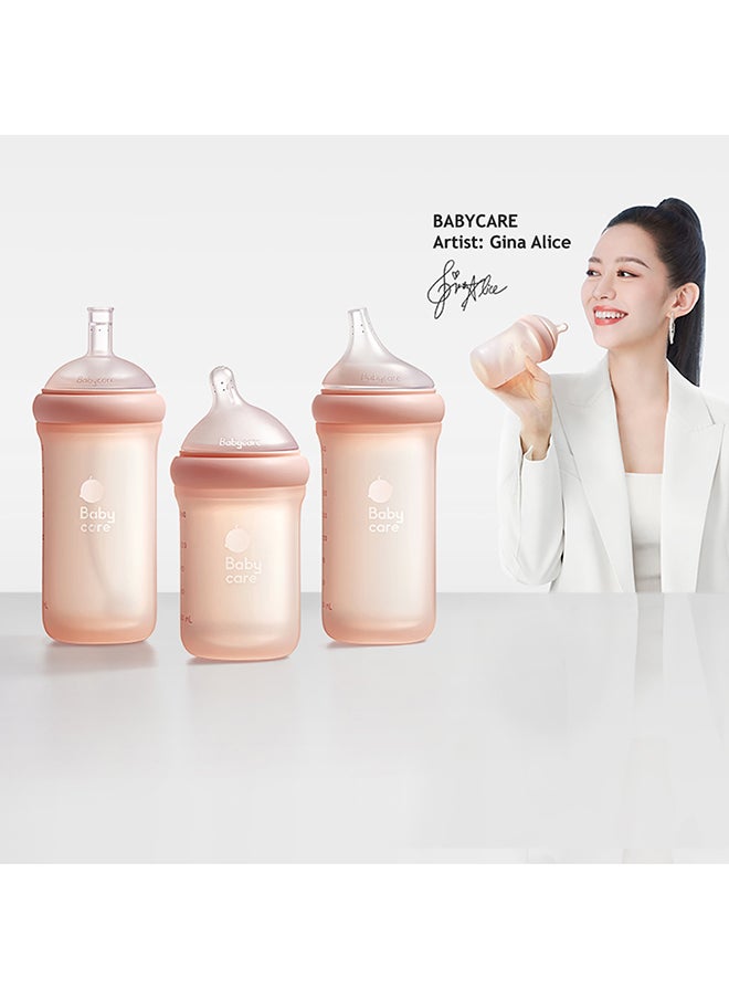 Babycare - Nopayon Pro Bottle, Pink, 160 ml, Medium Flow, BPA-Free, Anti-Colic Design, Non-Toxic, Leak-Proof, Soft Silicone Nipple, Easy to Clean, Safe for Babies, Ideal for Feeding Transition
