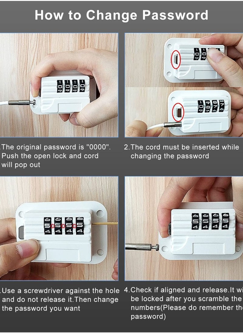 Refrigerator Lock Combination Fridge Locks 2 Pack Adhesive RV for Adults White Safety Kids Electric Mini Freezer Door