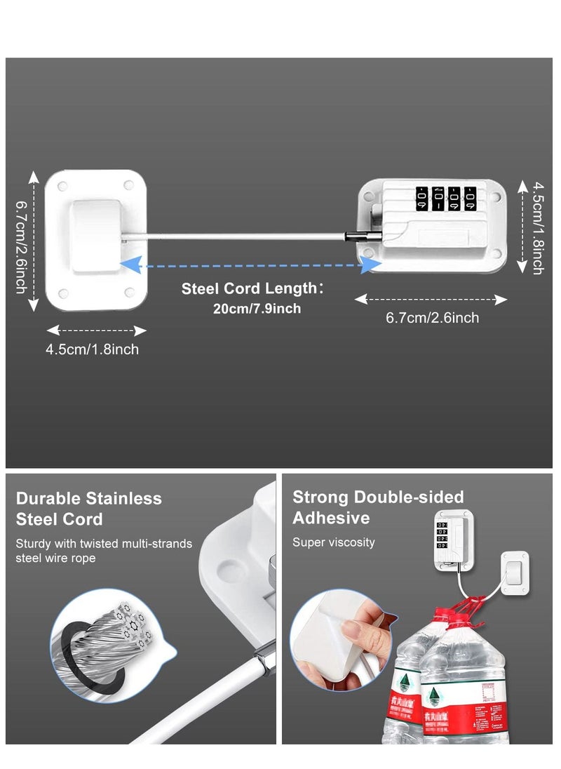 Refrigerator Lock Combination Fridge Locks 2 Pack Adhesive RV for Adults White Safety Kids Electric Mini Freezer Door